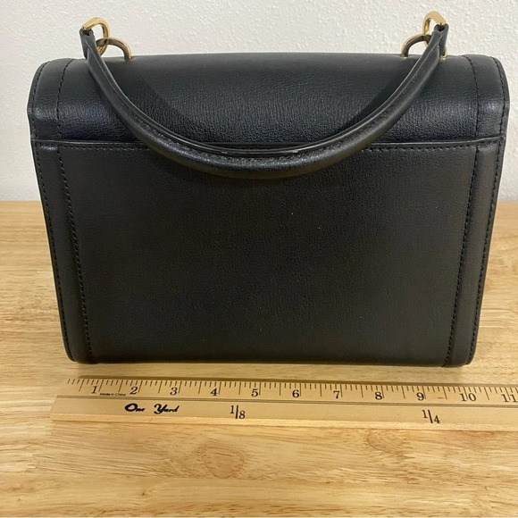 Michael Kors Black Kinsley Top Handle Satchel Gold Hardware Chain Strap - Picture 4 of 7